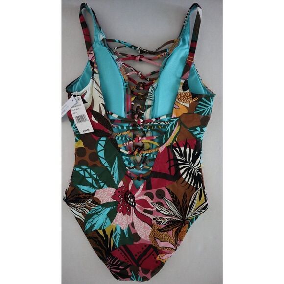 Bleu by Rod Beattie Sz 10 Multi Lace-Up Over-the-Shoulder 1-Piece Swimsuit $129 - Picture 12 of 16